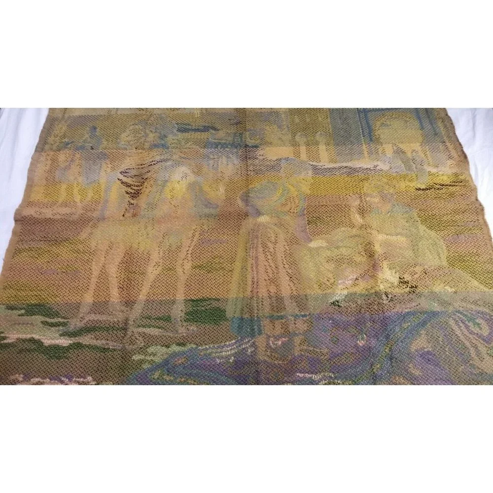 Antique Egyptian Revival Hand Woven Tapestry Middle Eastern Scene 48